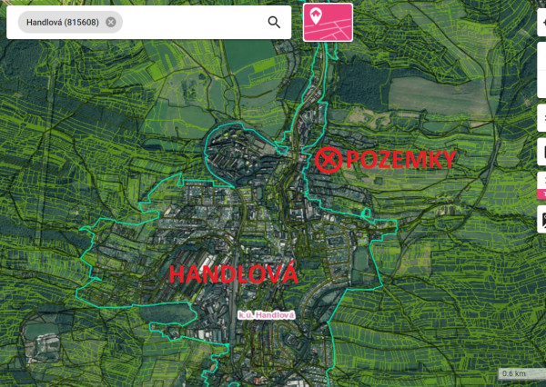 Handlová - záhrada pre chatku - 450m2